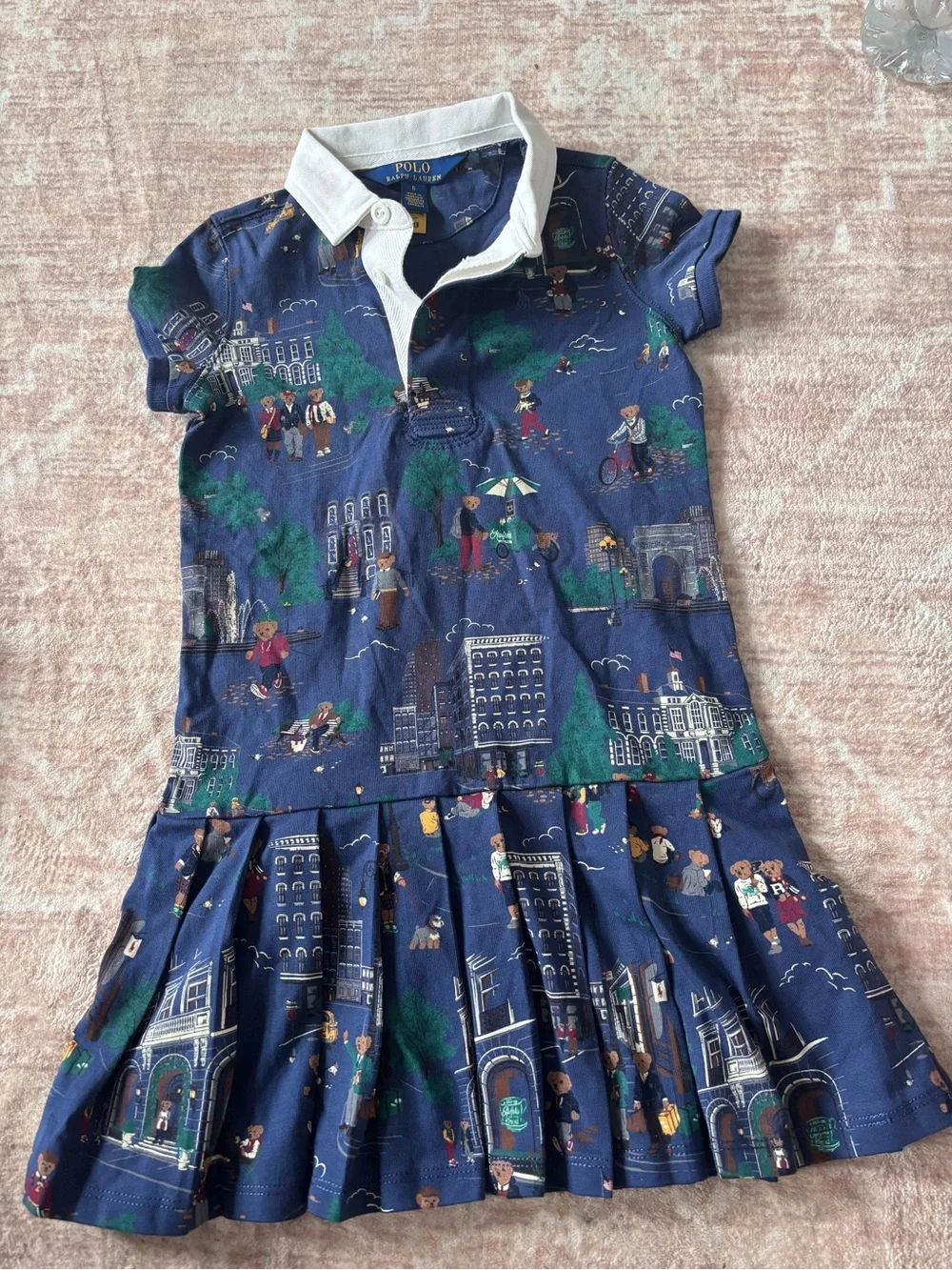 Polo Ralph Lauren Toddler and Little Girls Bear Jersey Rugby Dress 6
